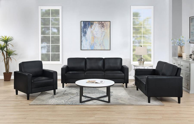 Ruth Upholstered Track Arm Loveseat Black-zoom-
