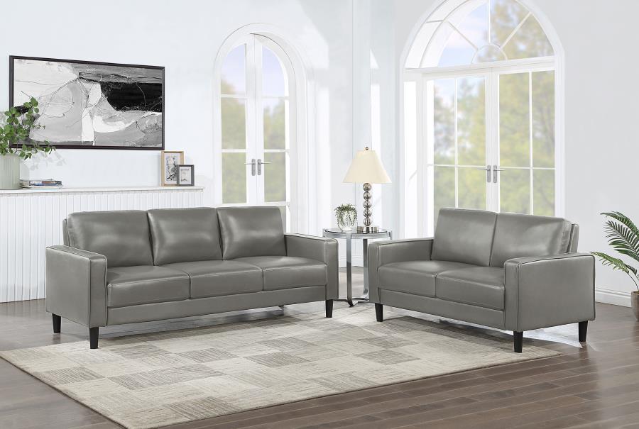 Ruth 2-piece Upholstered Track Arm Sofa Set Grey-zoom-1