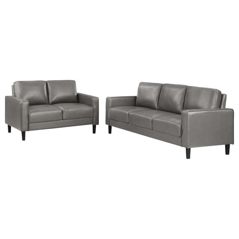 Ruth 2-piece Upholstered Track Arm Sofa Set Grey-zoom-