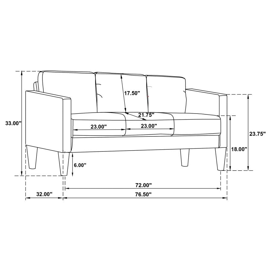 Ruth 2-piece Upholstered Track Arm Sofa Set Grey-zoom-12
