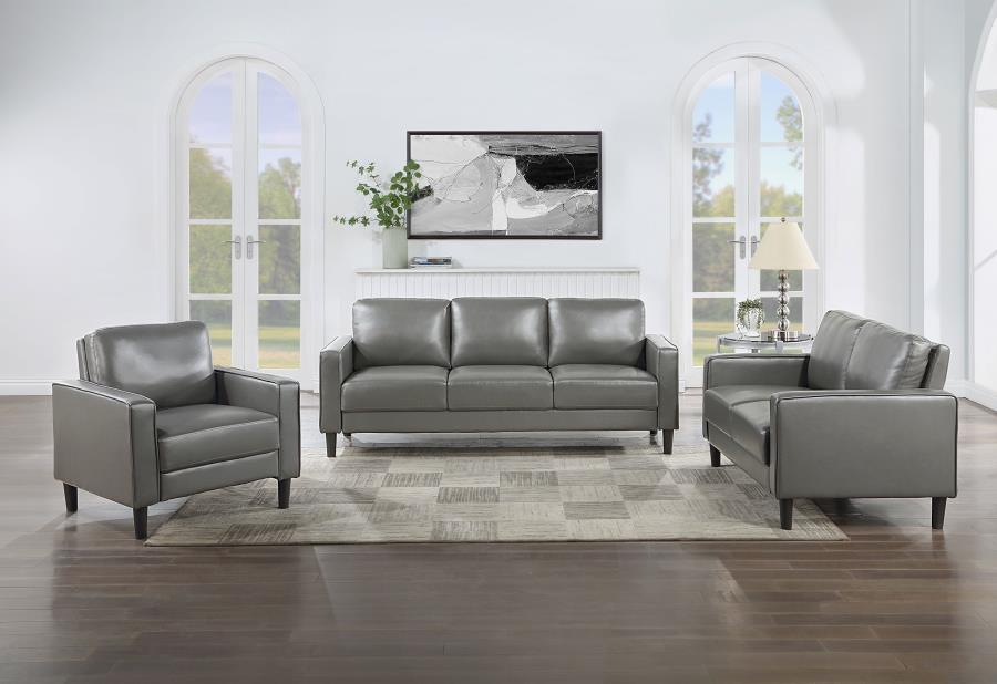 Ruth 3-piece Upholstered Track Arm Sofa Set Grey-1