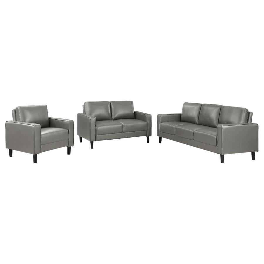 Ruth 3-piece Upholstered Track Arm Sofa Set Grey-2