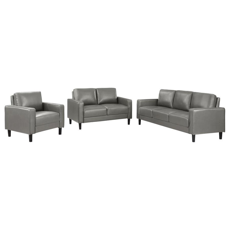 Ruth 3-piece Upholstered Track Arm Sofa Set Grey-zoom-
