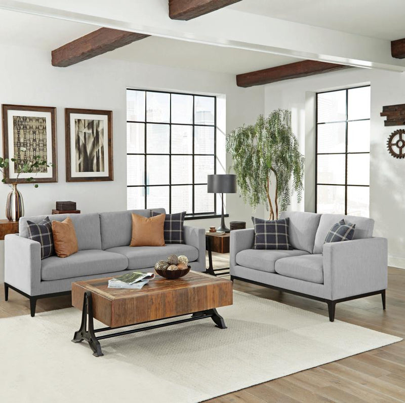 Apperson 2-piece Upholstered Track Arm Sofa Set Light Grey-zoom-