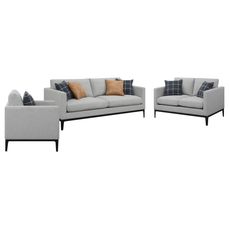 Apperson 3-piece Upholstered Track Arm Sofa Set Light Grey-zoom-
