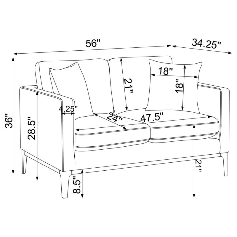 Apperson 3-piece Upholstered Track Arm Sofa Set Light Grey-zoom-
