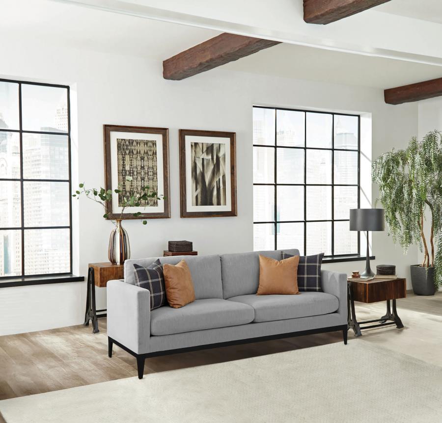 Apperson Upholstered Track Arm Sofa Light Grey-2