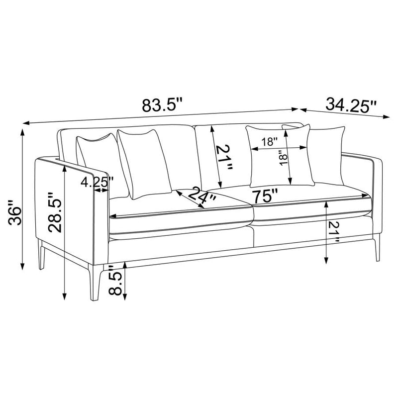 Apperson Upholstered Track Arm Sofa Light Grey-zoom-