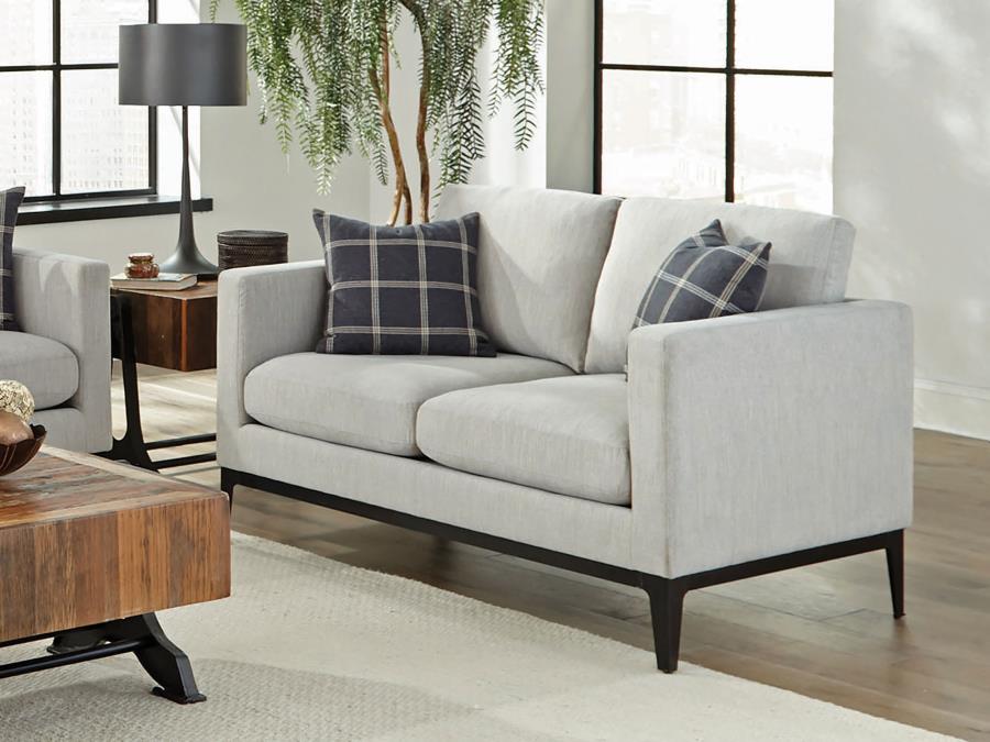 Apperson Upholstered Track Arm Loveseat Light Grey-zoom-2