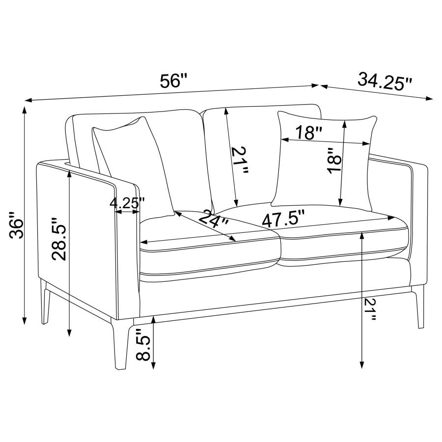Apperson Upholstered Track Arm Loveseat Light Grey-11