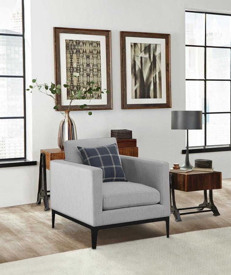 Apperson Upholstered Track Arm Accent Chair Light Grey-2