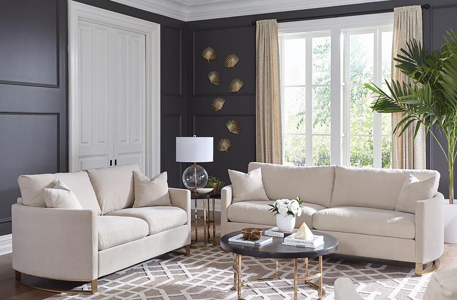 Corliss 2-piece Upholstered Arched Arm Sofa Set Beige-1