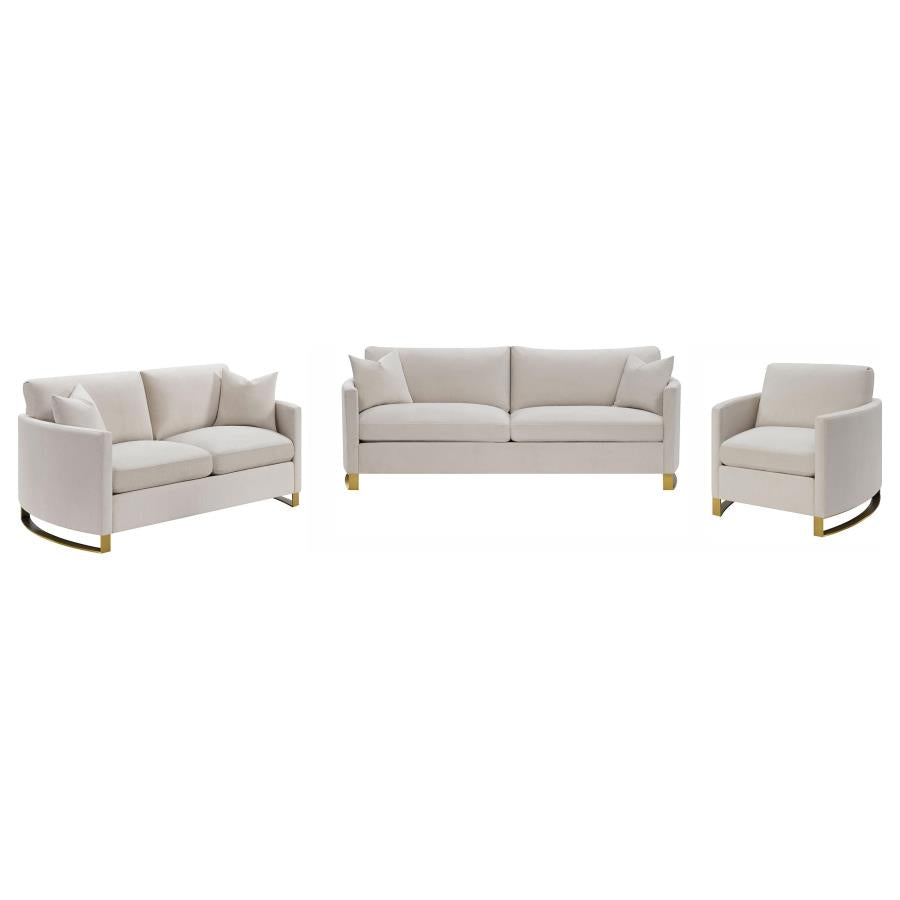 Corliss 3-piece Upholstered Arched Arm Sofa Set Beige-zoom-2