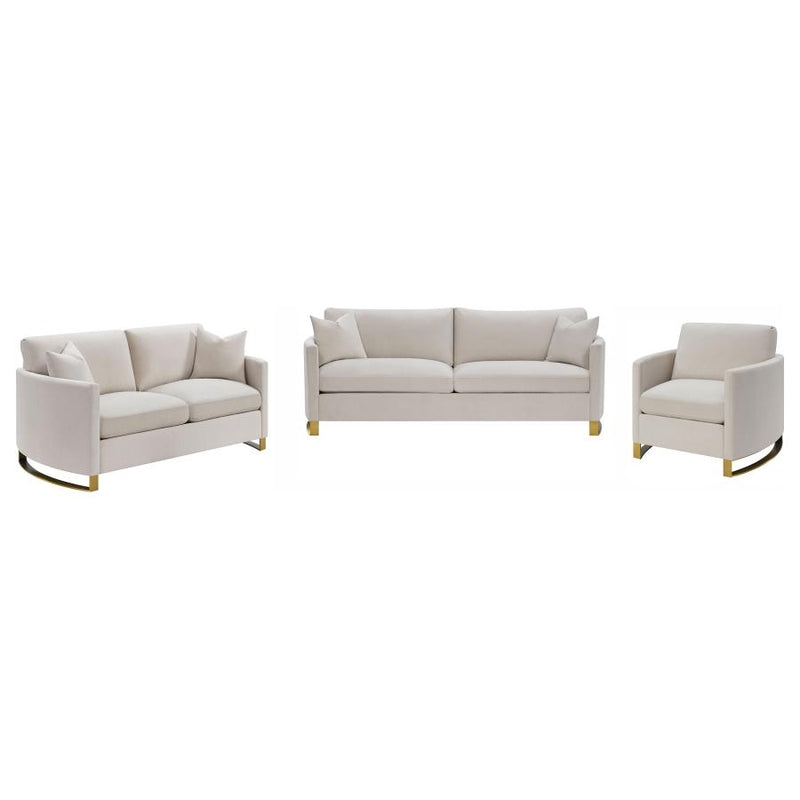 Corliss 3-piece Upholstered Arched Arm Sofa Set Beige-zoom-