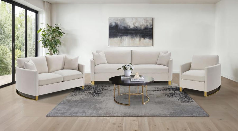 Corliss 3-piece Upholstered Arched Arm Sofa Set Beige-zoom-