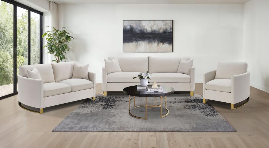 Corliss 3-piece Upholstered Arched Arm Sofa Set Beige
