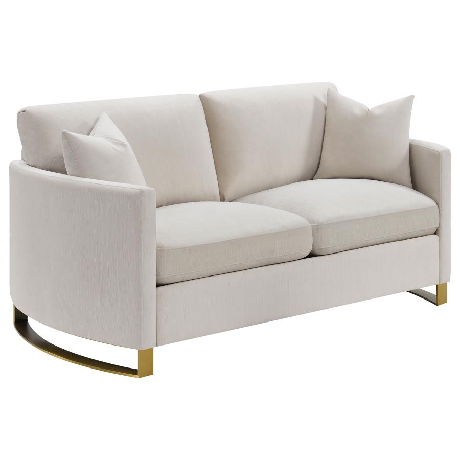 Corliss Upholstered Curved Track Arm Loveseat Beige-1