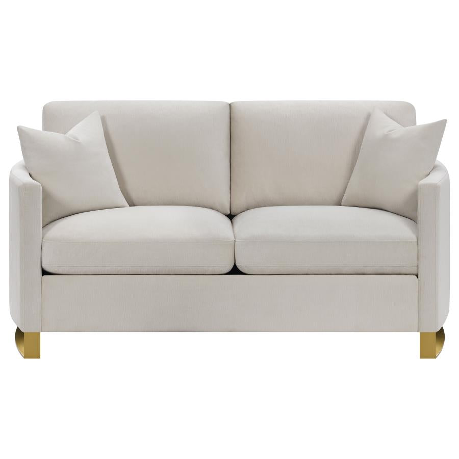 Corliss Upholstered Curved Track Arm Loveseat Beige-3