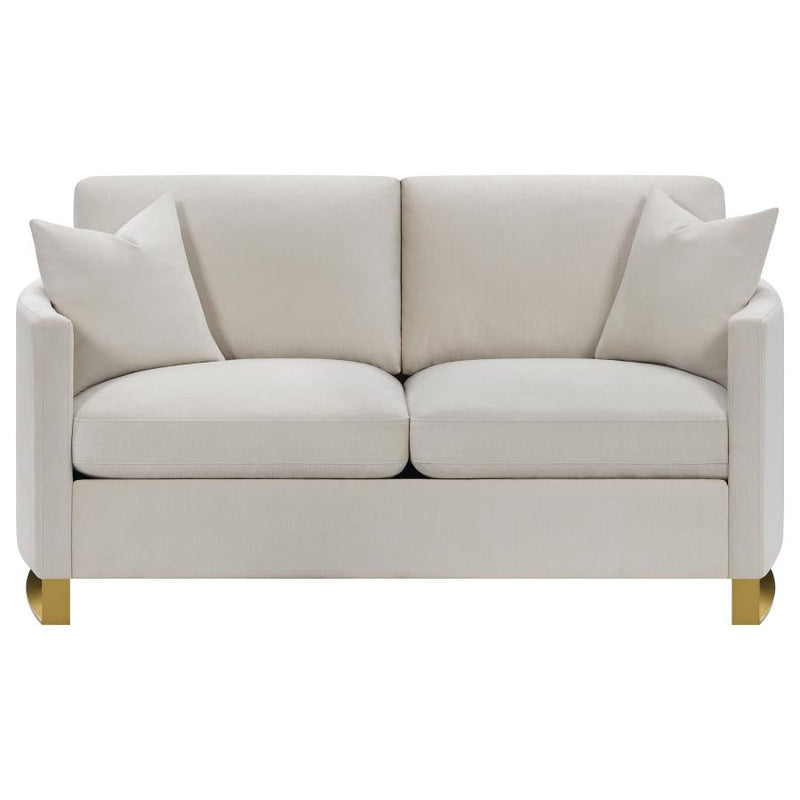 Corliss Upholstered Curved Track Arm Loveseat Beige-zoom-