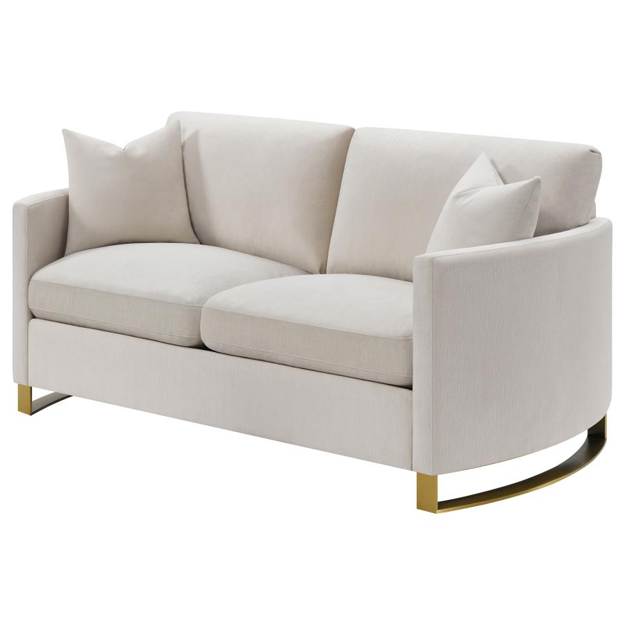 Corliss Upholstered Curved Track Arm Loveseat Beige-zoom-4