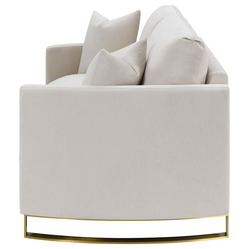 Corliss Upholstered Curved Track Arm Loveseat Beige-zoom-