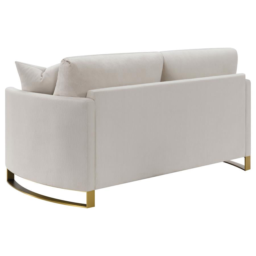 Corliss Upholstered Curved Track Arm Loveseat Beige-6