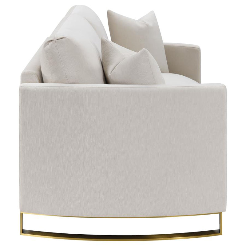 Corliss Upholstered Curved Track Arm Loveseat Beige-zoom-