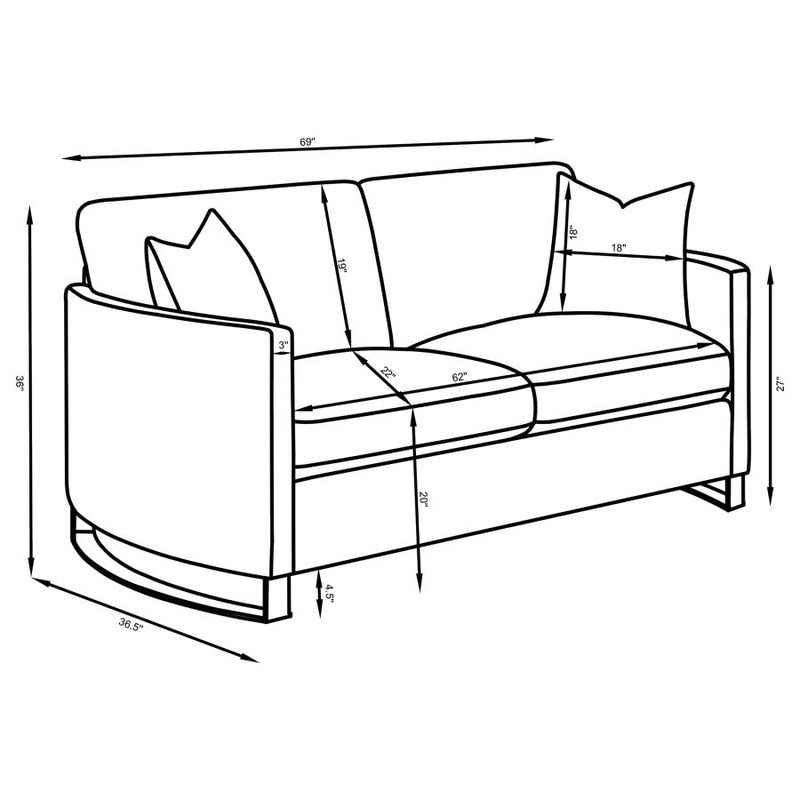 Corliss Upholstered Curved Track Arm Loveseat Beige-zoom-