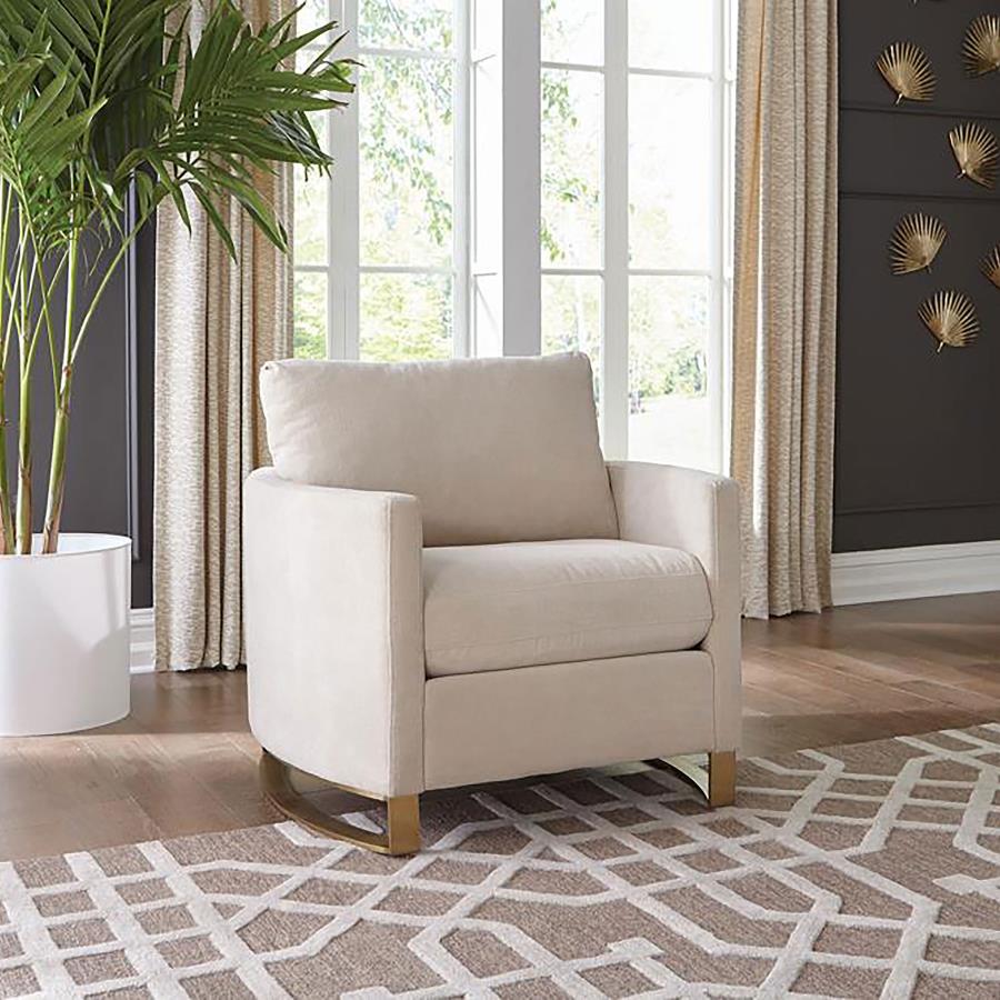 Corliss Upholstered Curved Track Arm Chair Beige-2