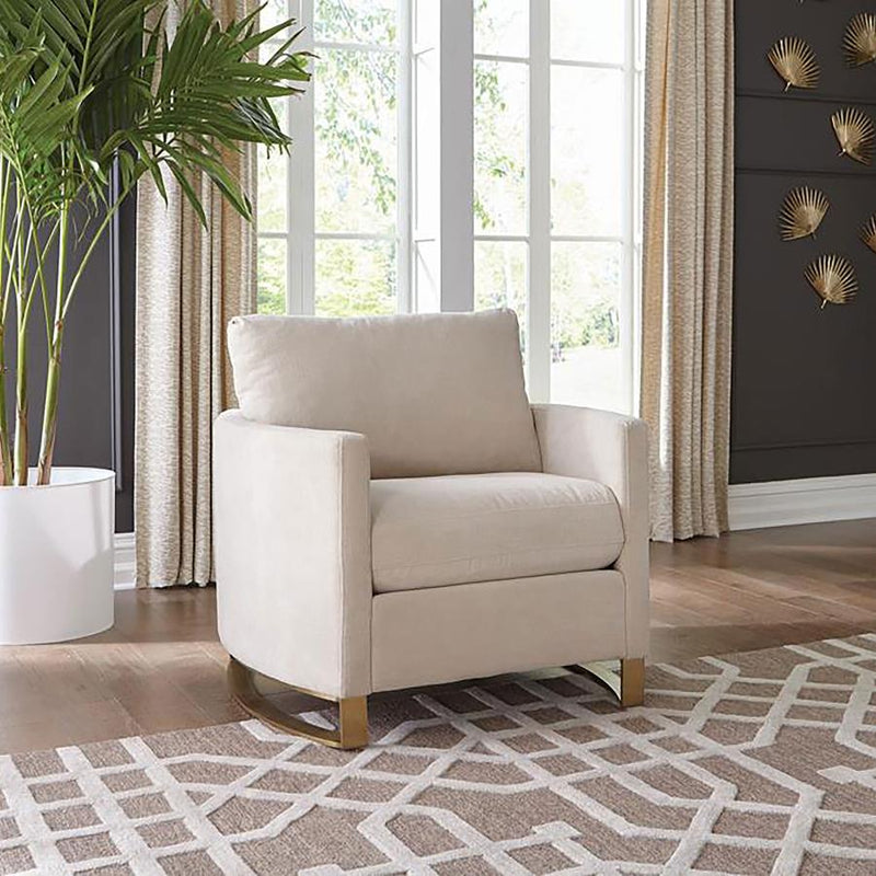 Corliss Upholstered Curved Track Arm Chair Beige-zoom-