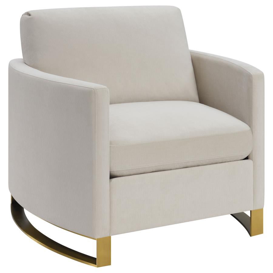 Corliss Upholstered Curved Track Arm Chair Beige-1
