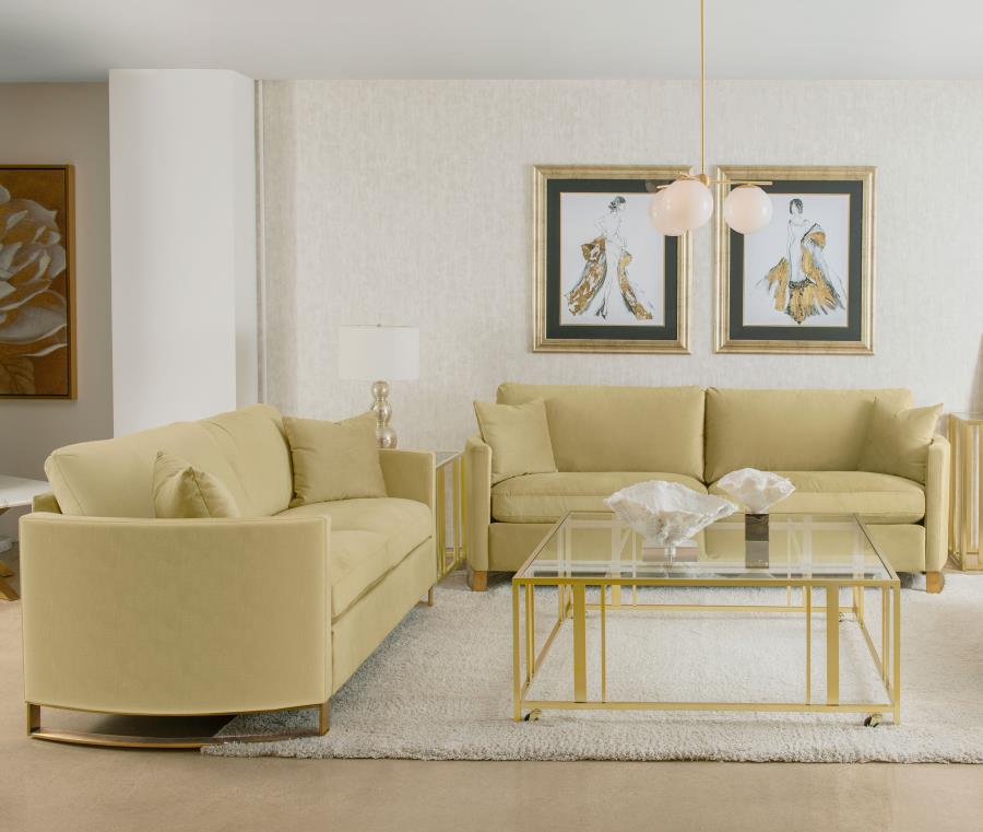 Corliss 2-piece Velvet Upholstered Sofa Set Camel-zoom-1