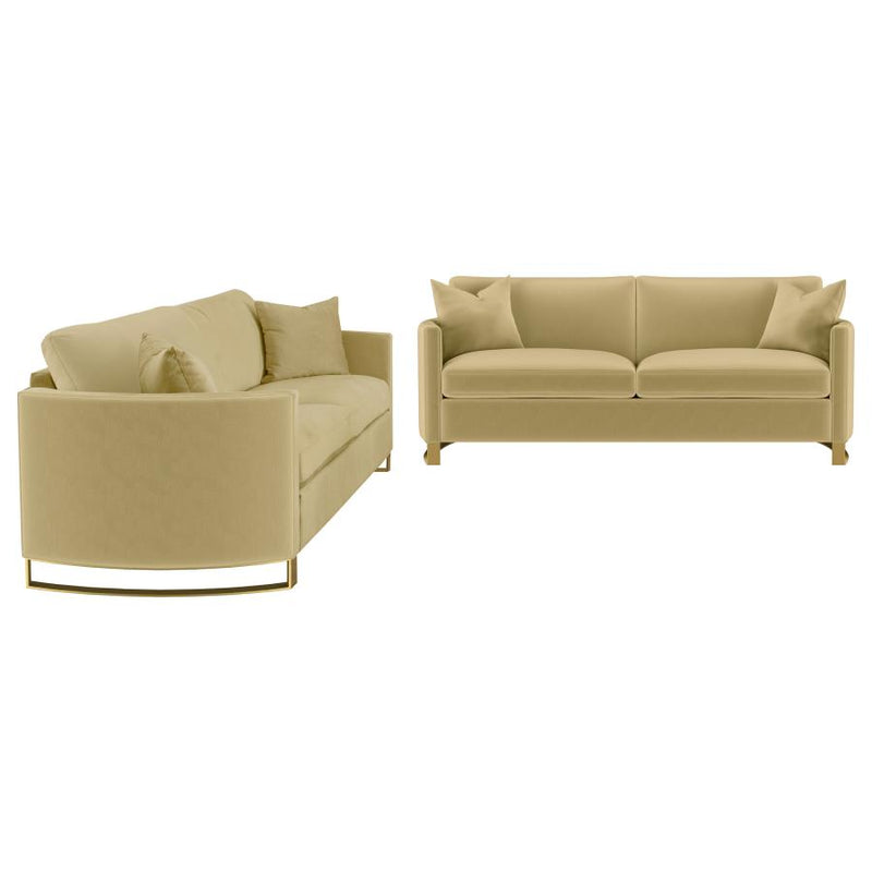 Corliss 2-piece Velvet Upholstered Sofa Set Camel-zoom-