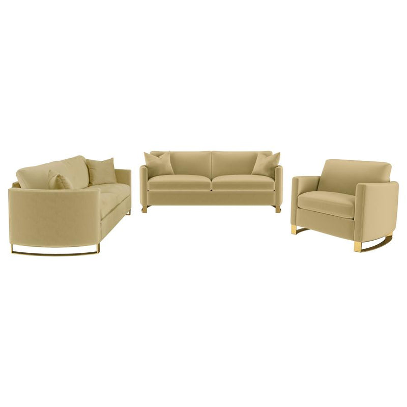 Corliss 3-piece Velvet Upholstered Sofa Set Camel-zoom-