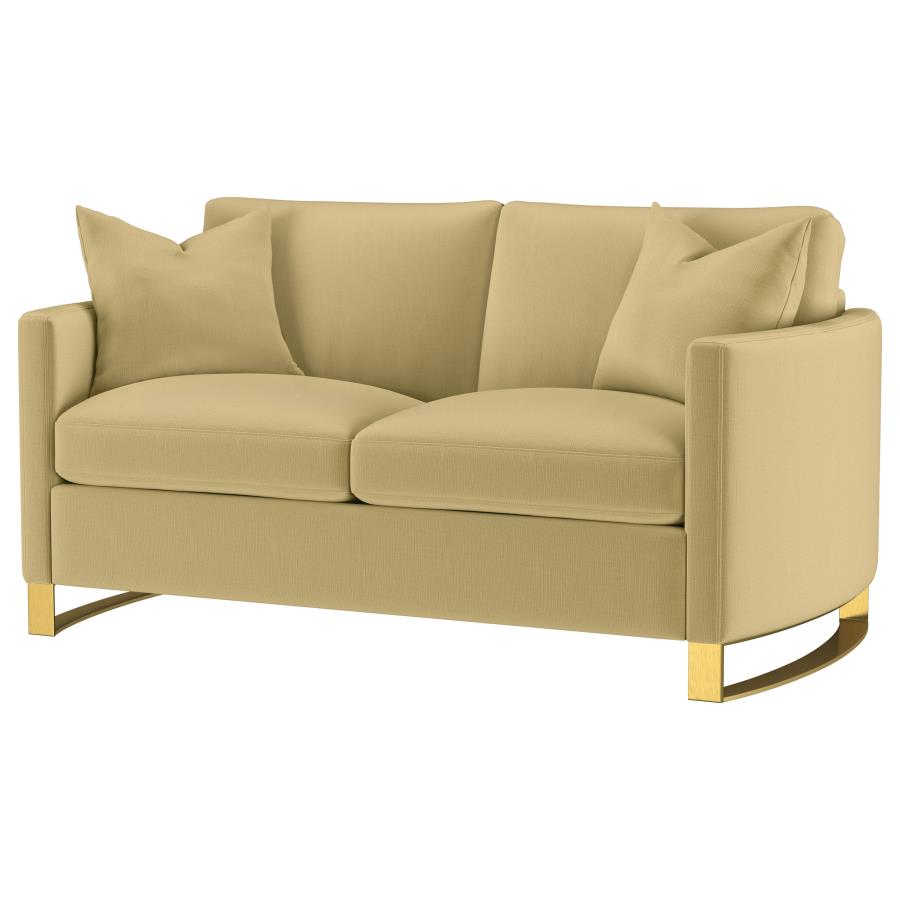 Corliss Upholstered Curved Track Arm Loveseat Camel-zoom-4