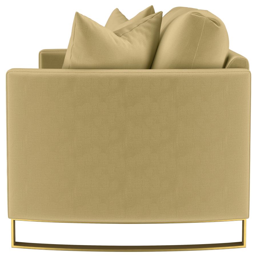 Corliss Upholstered Curved Track Arm Loveseat Camel-zoom-5