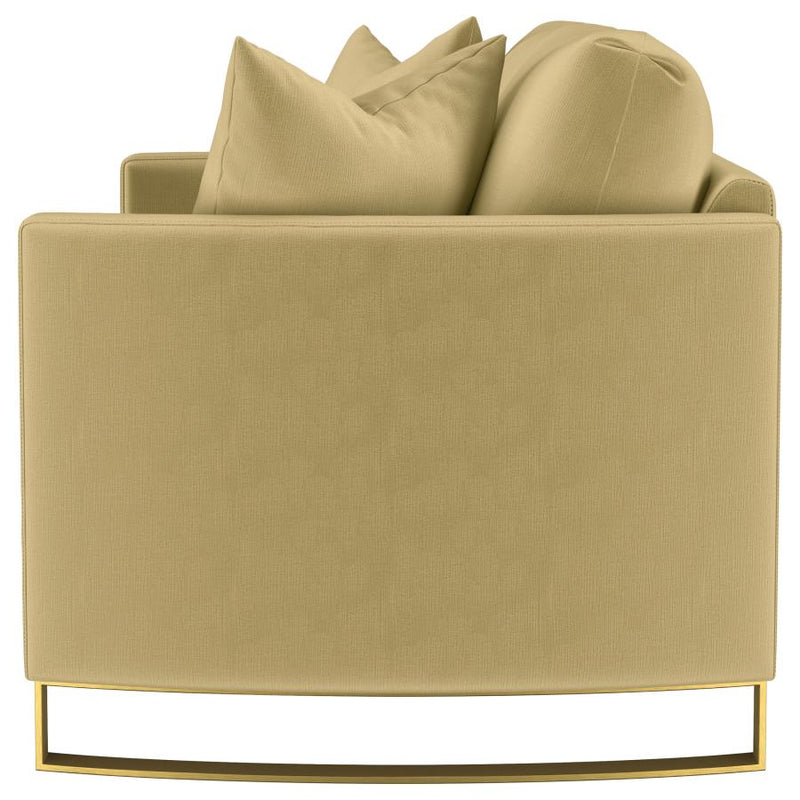 Corliss Upholstered Curved Track Arm Loveseat Camel-zoom-