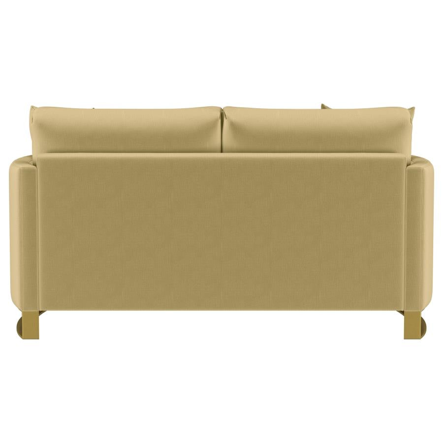 Corliss Upholstered Curved Track Arm Loveseat Camel-zoom-7