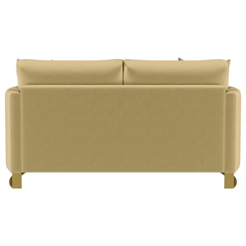 Corliss Upholstered Curved Track Arm Loveseat Camel-zoom-
