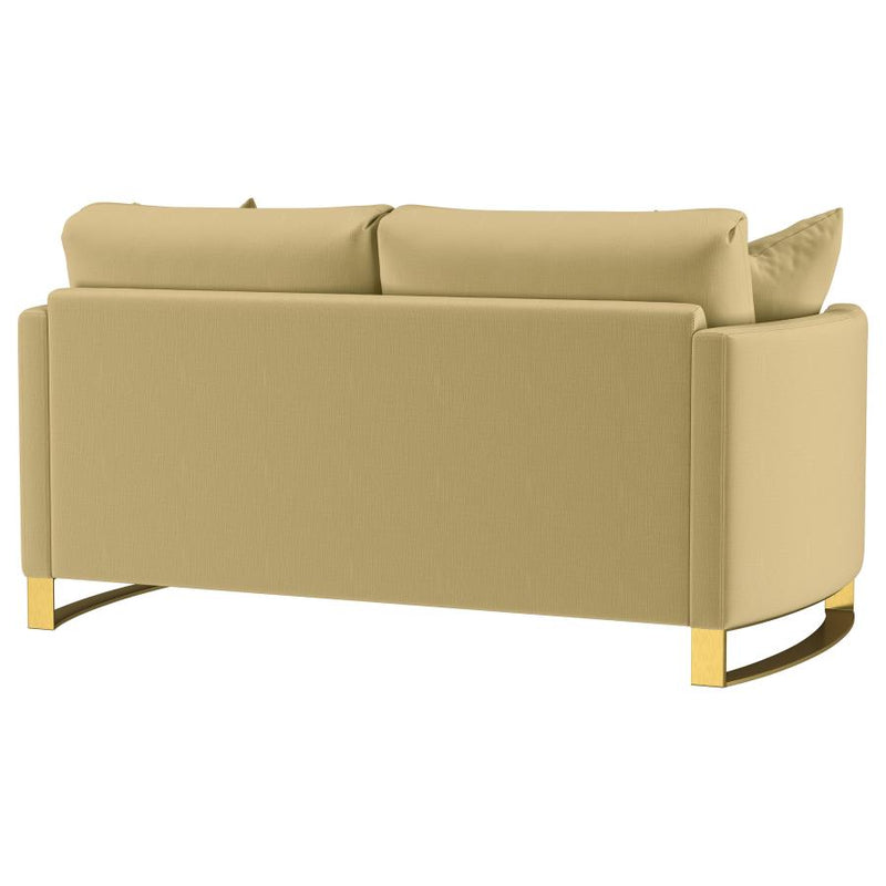 Corliss Upholstered Curved Track Arm Loveseat Camel-zoom-