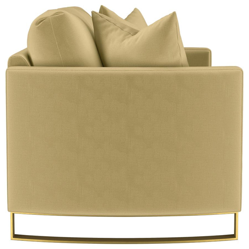 Corliss Upholstered Curved Track Arm Loveseat Camel-zoom-