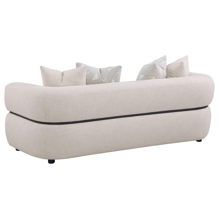 Jeanette 2-piece Fabric Upholstered Round Arm Sofa Set Beige-zoom-4
