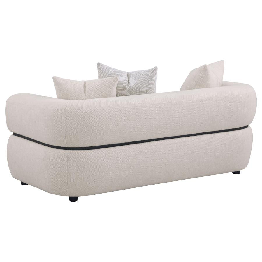Jeanette 2-piece Fabric Upholstered Round Arm Sofa Set Beige-6