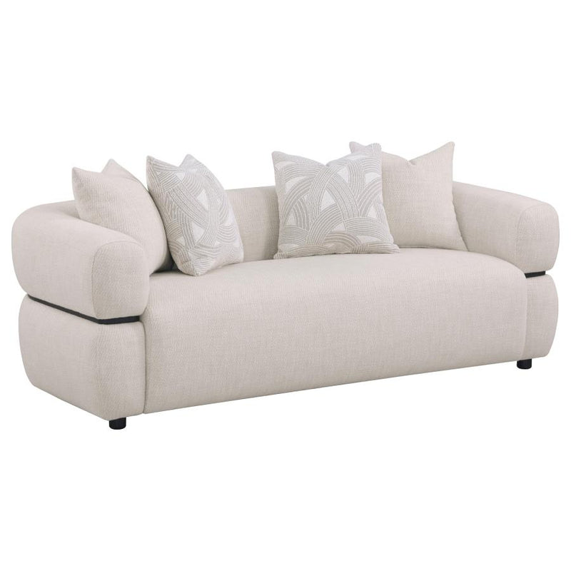 Jeanette 3-piece Fabric Upholstered Round Arm Sofa Set Beige-zoom-