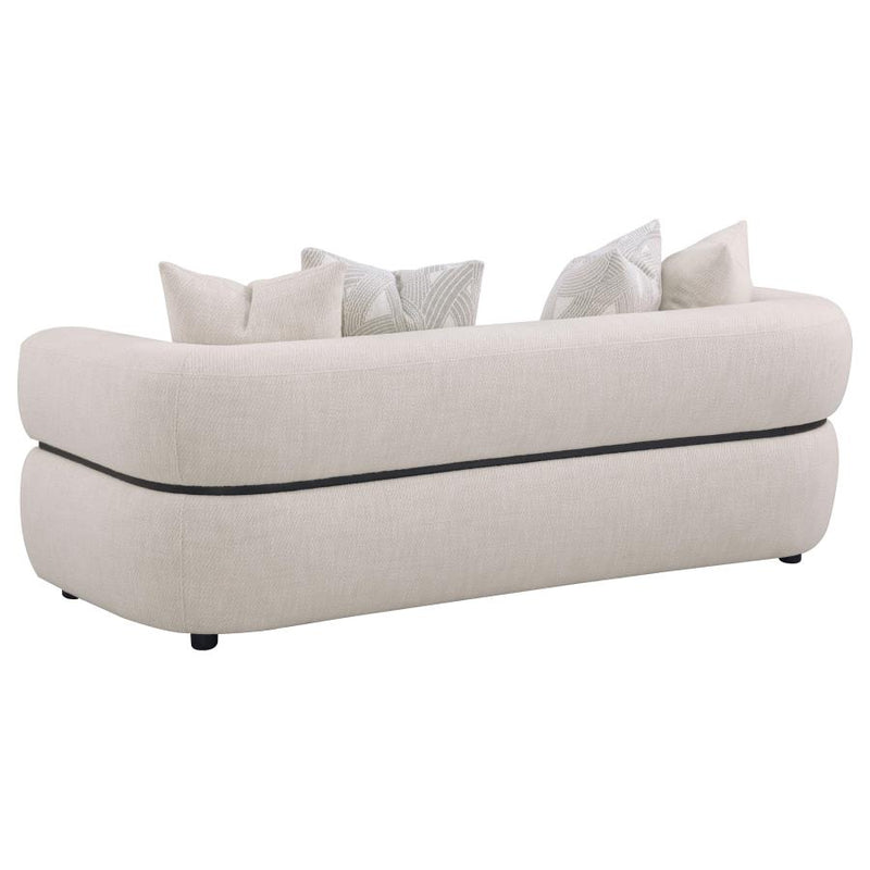 Jeanette 3-piece Fabric Upholstered Round Arm Sofa Set Beige-zoom-