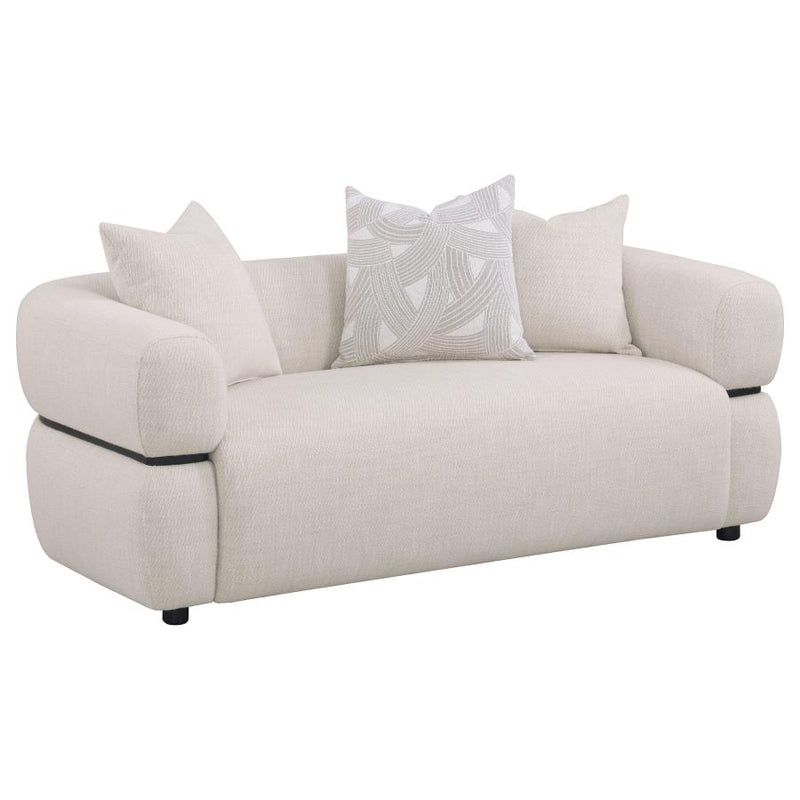 Jeanette 3-piece Fabric Upholstered Round Arm Sofa Set Beige-zoom-