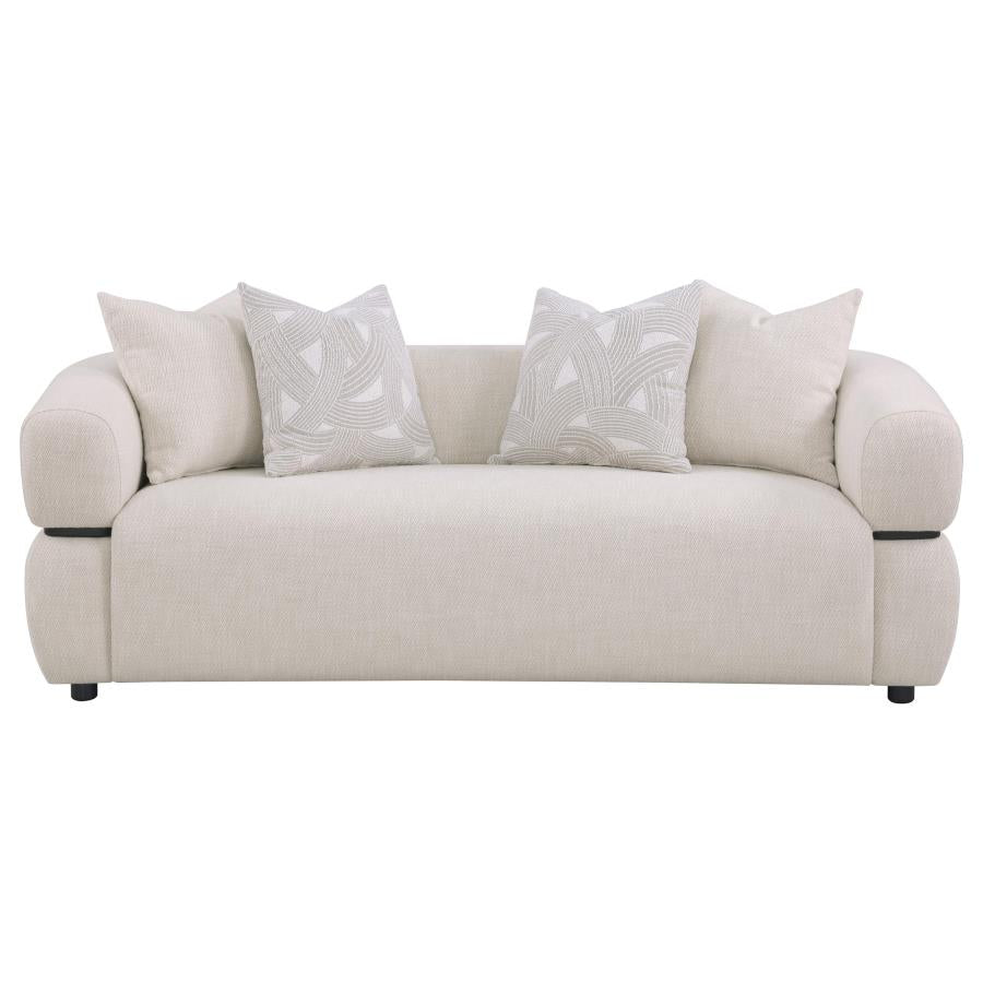 Jeanette 84-inch Fabric Upholstered Round Arm Sofa Beige-zoom-3