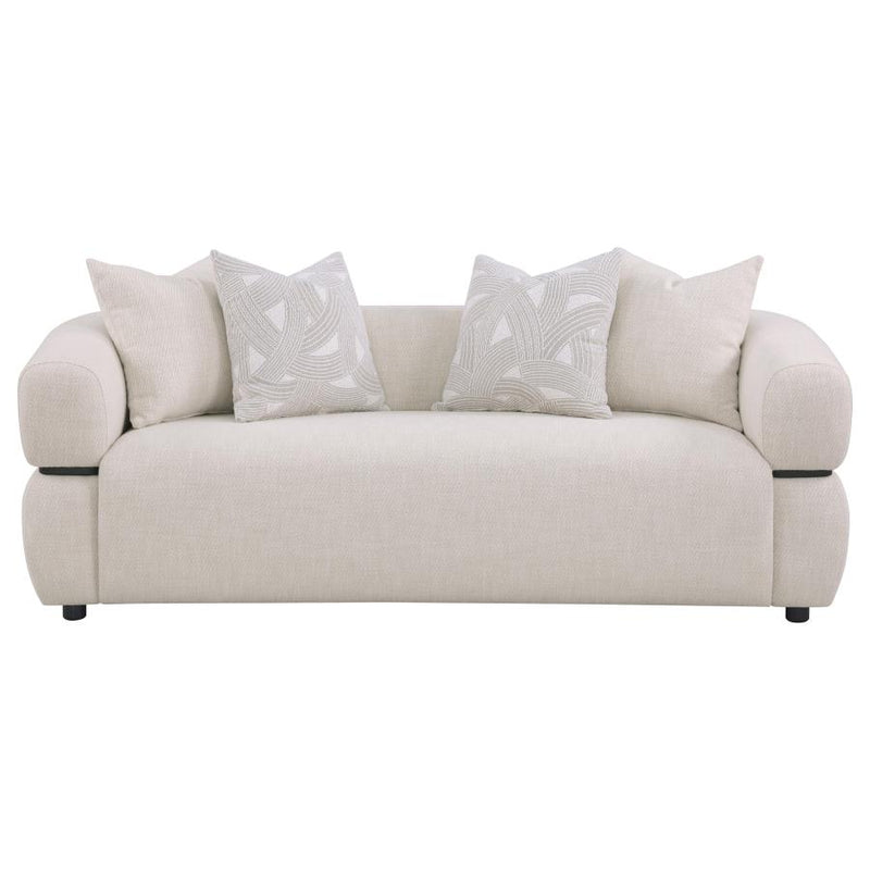 Jeanette 84-inch Fabric Upholstered Round Arm Sofa Beige-zoom-