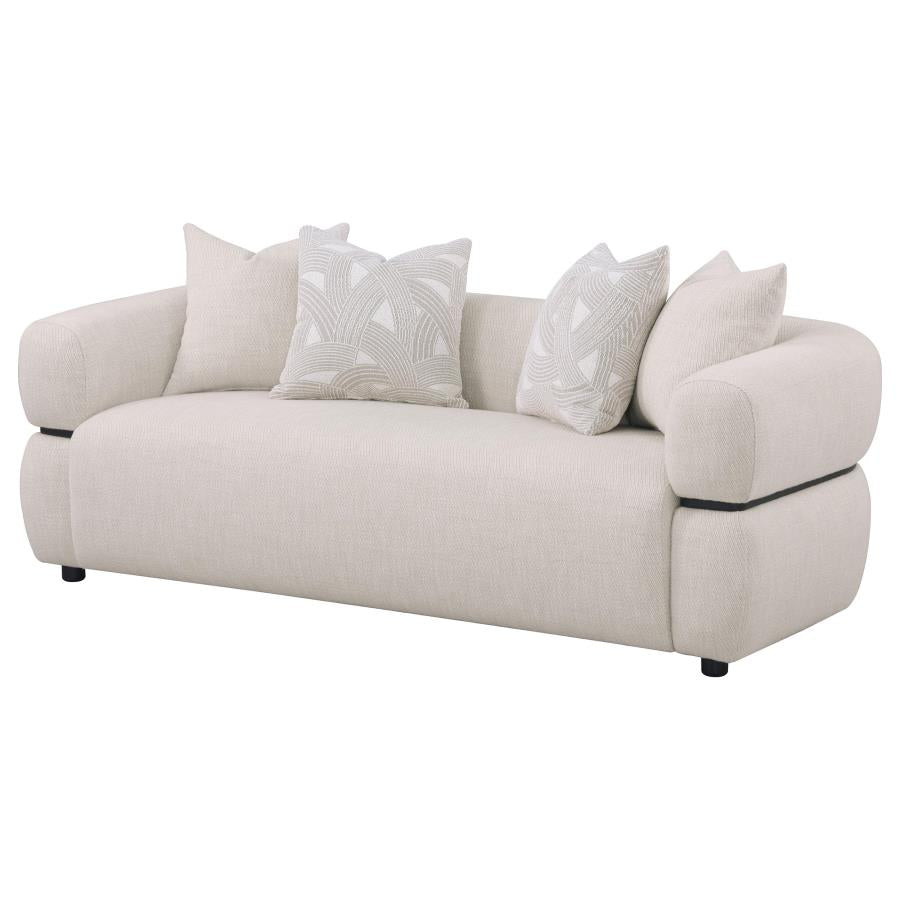 Jeanette 84-inch Fabric Upholstered Round Arm Sofa Beige-zoom-4