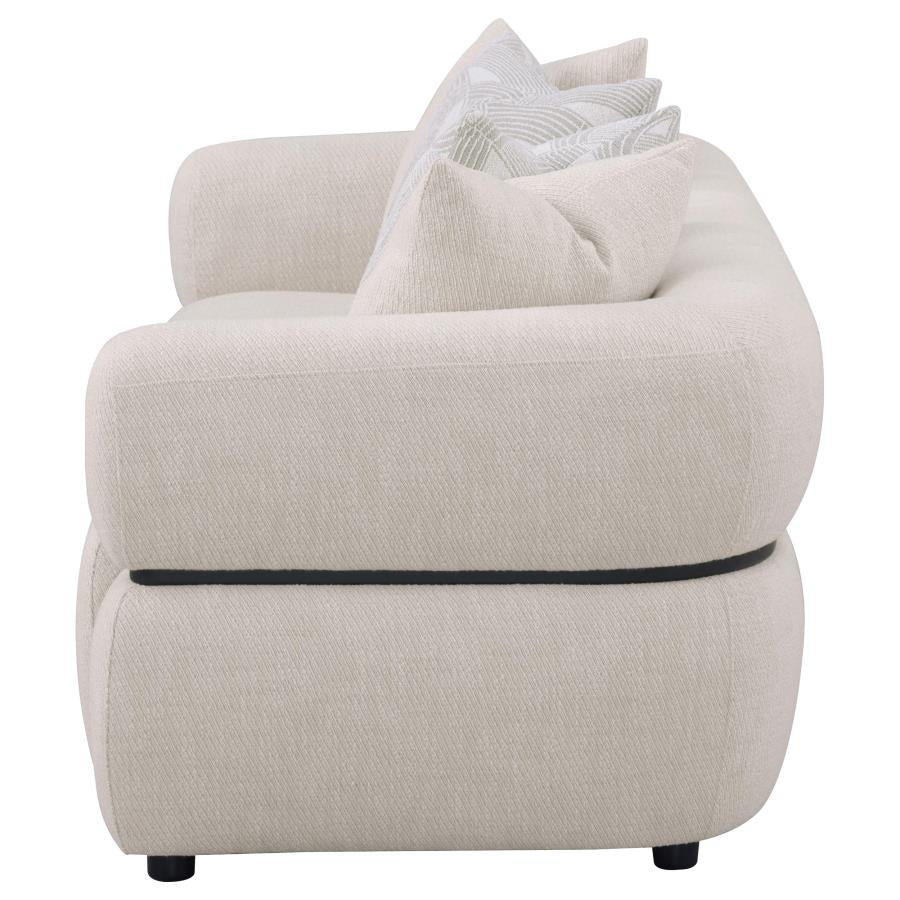 Jeanette 84-inch Fabric Upholstered Round Arm Sofa Beige-zoom-5